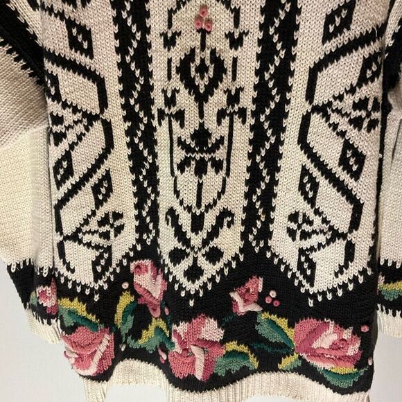 Rebecca Stone Vintage 80’s Knit Floral Sweater, Medium - Picture 8 of 14